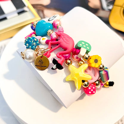 Colorful Summer Bracelet Set, Beads charms Bracelet,  Adjustable Bracelet For Women