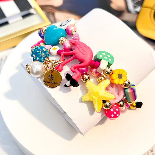 Colorful Summer Bracelet Set, Beads charms Bracelet,  Adjustable Bracelet For Women