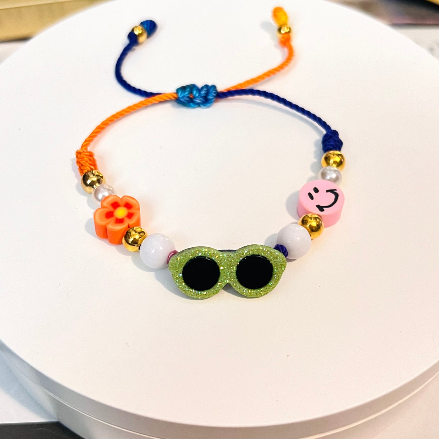 Colorful sunglasses bracelet, summer beaded bracelet, charm bracelet, flower bracelet