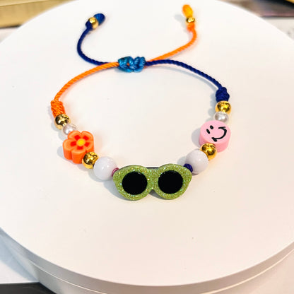 Colorful sunglasses bracelet, summer beaded bracelet, charm bracelet, flower bracelet