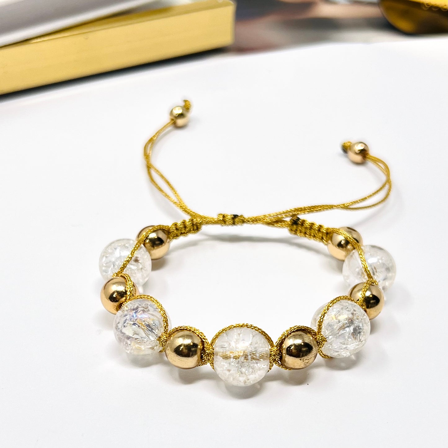 Handmade gold plated and crystal beads bracelet sets with Heart pendant