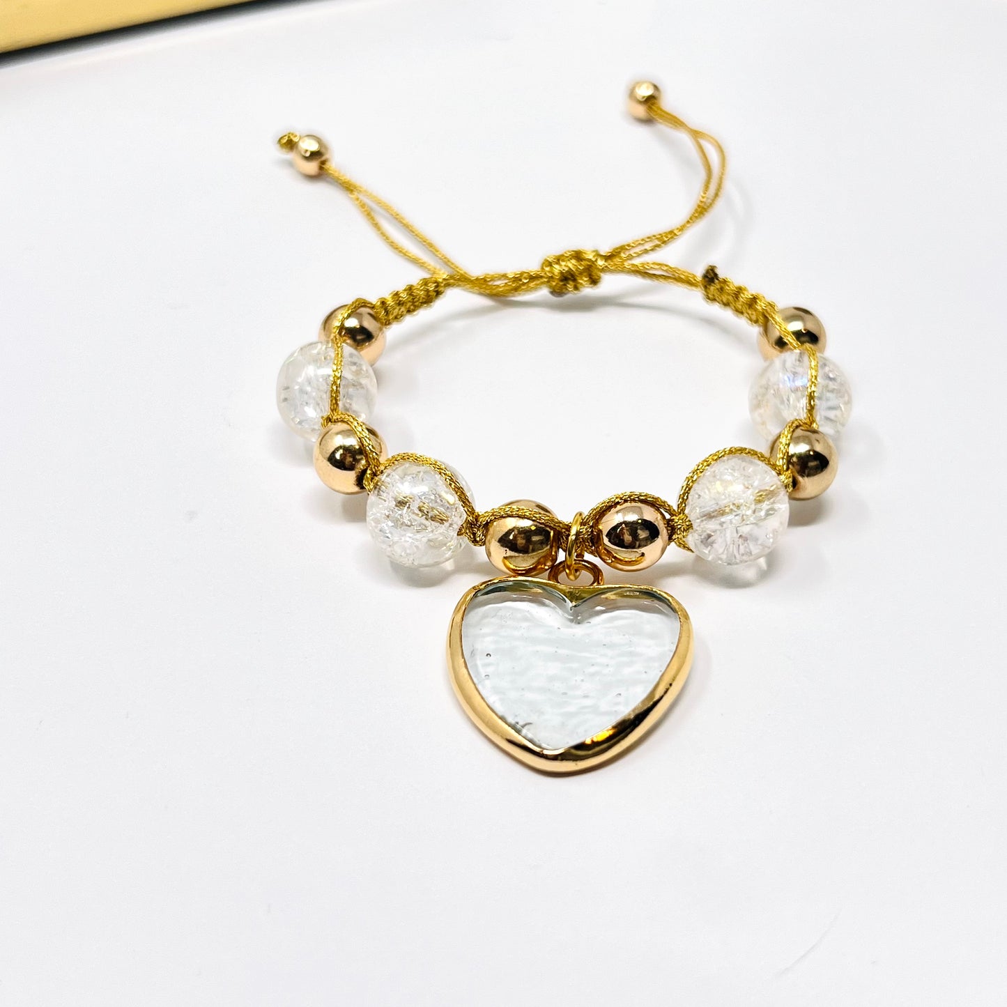 Handmade gold plated and crystal beads bracelet sets with Heart pendant