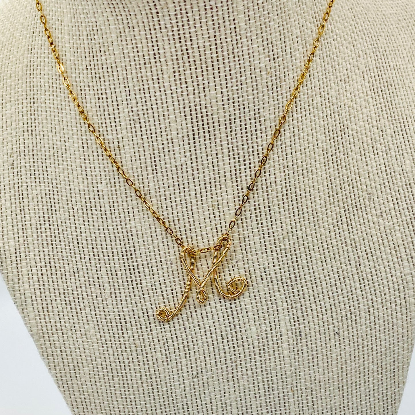 Custom Wire Letters 14k Gold Plated Necklace, Gold initial necklace, Dainty gold necklace, Personalized jewelry