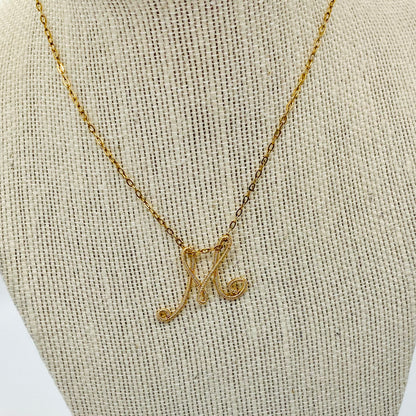 Custom Wire Letters 14k Gold Plated Necklace, Gold initial necklace, Dainty gold necklace, Personalized jewelry