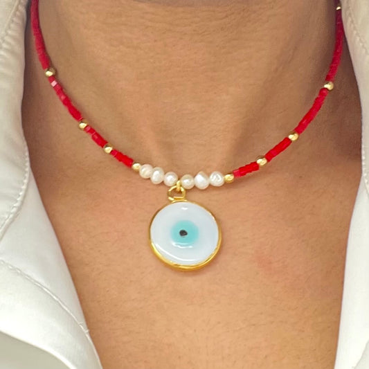 Evil Eye Cubic Beads Choker Necklace