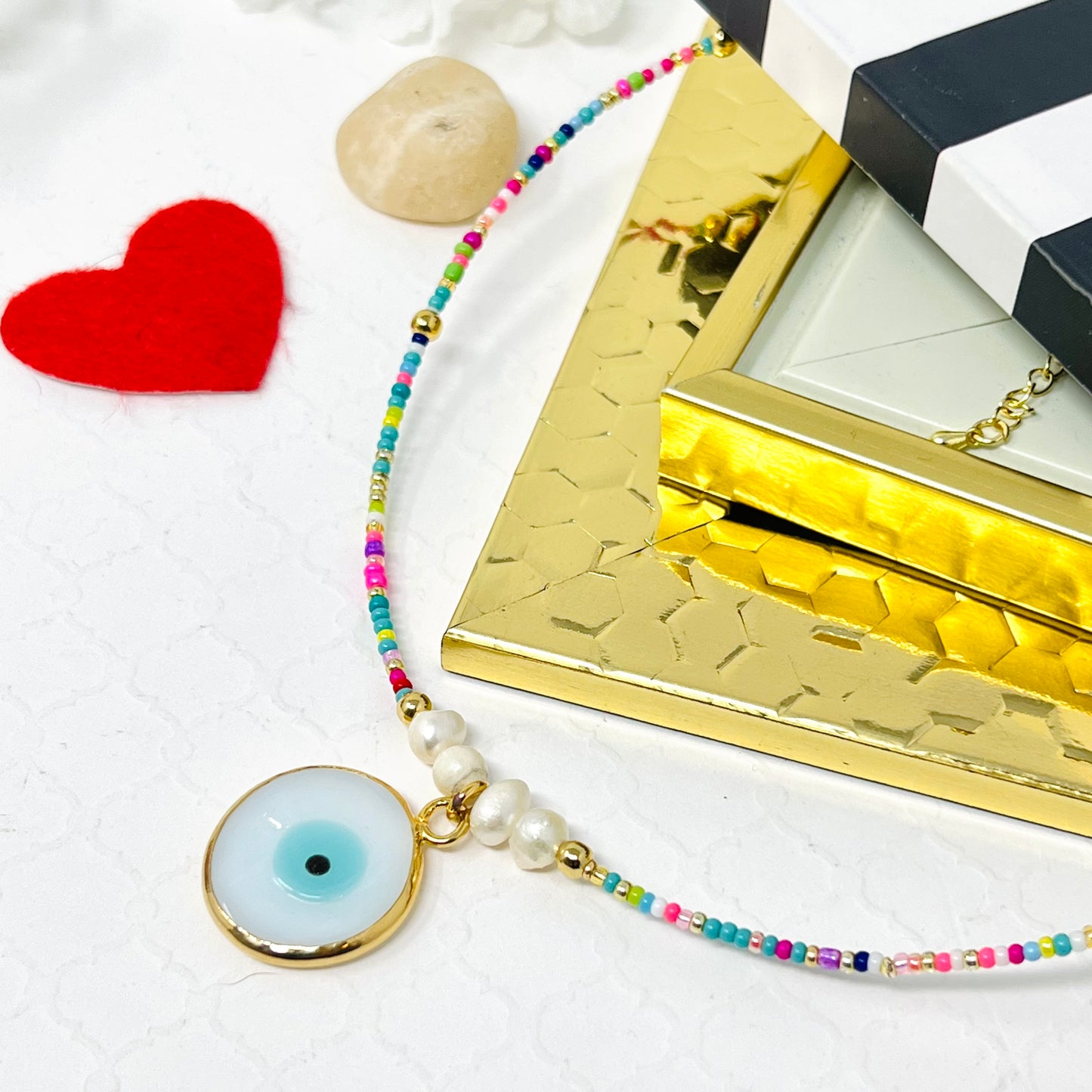 Evil Eye Cubic Beads Choker Necklace