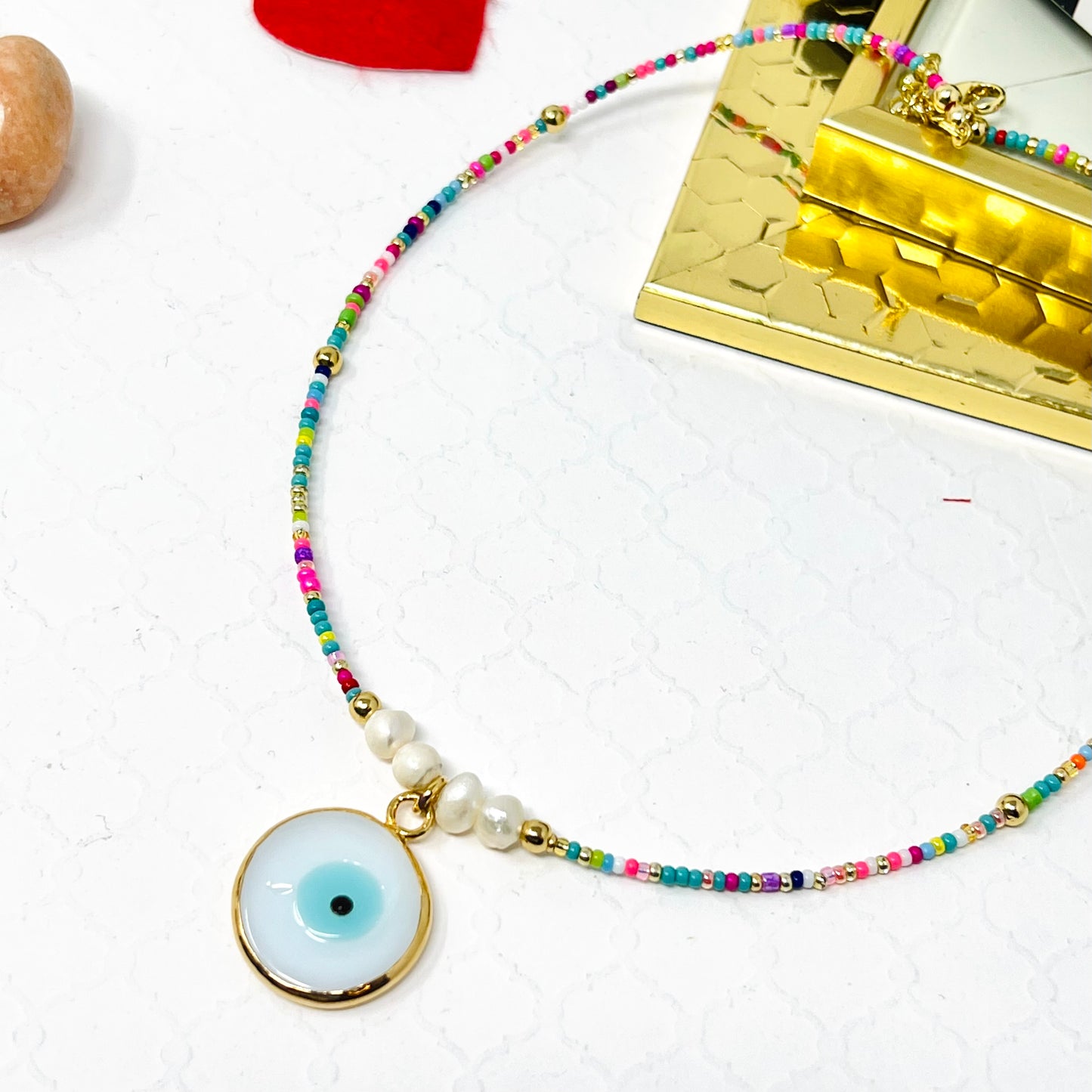 Evil Eye Cubic Beads Choker Necklace