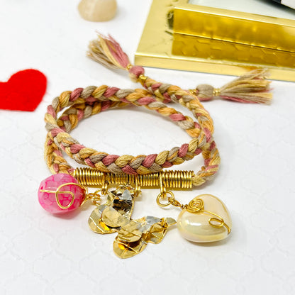 Butterfly And Heart Braid Bracelet