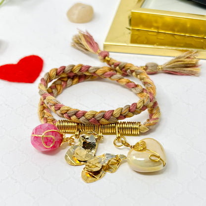 Butterfly And Heart Braid Bracelet