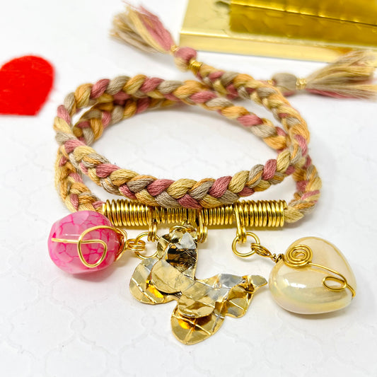 Butterfly And Heart Braid Bracelet