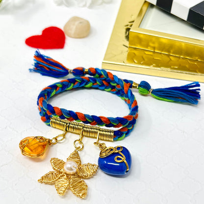 Braided Bracelet And Ceramic Heart Charm