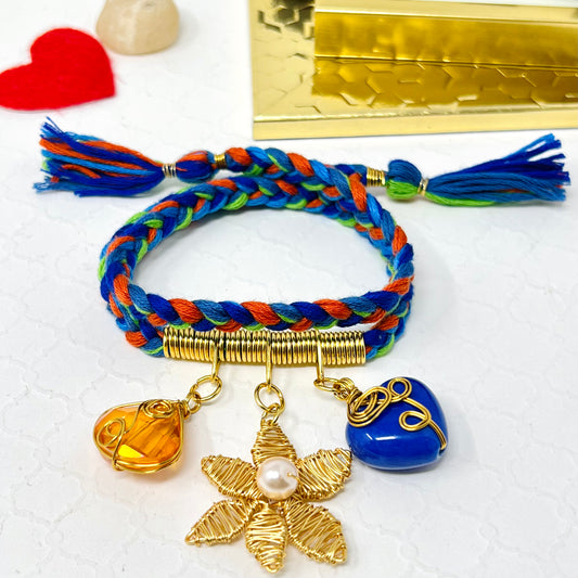 Braided Bracelet And Ceramic Heart Charm