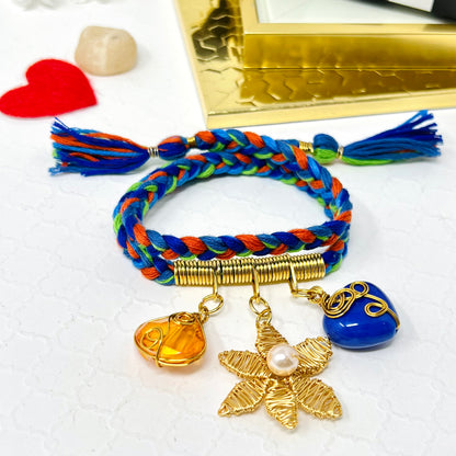 Braided Bracelet And Ceramic Heart Charm