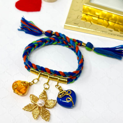 Braided Bracelet And Ceramic Heart Charm