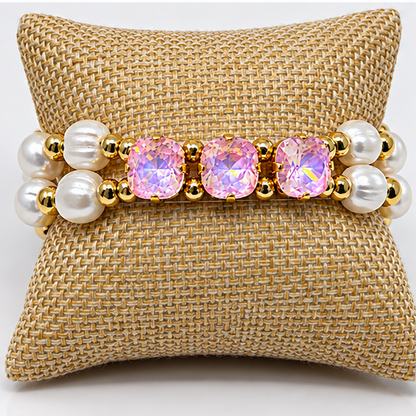 Natural Pearl Bracelet with Swarovski Crystal