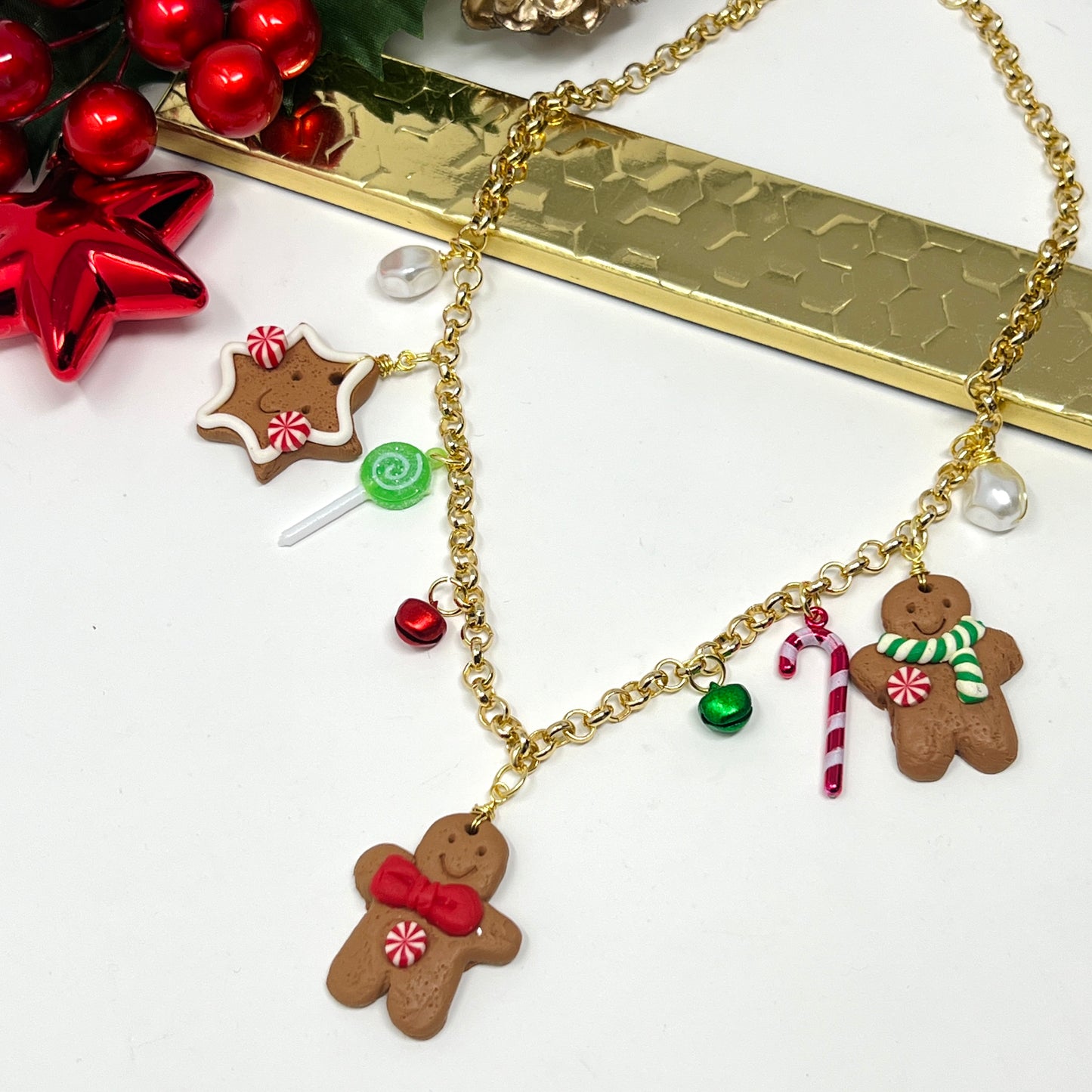 Build Your Own Custom Christmas Charm Necklace, Handmade Christmas gifts, multi charm necklace, paperclip necklace, simple gold necklace