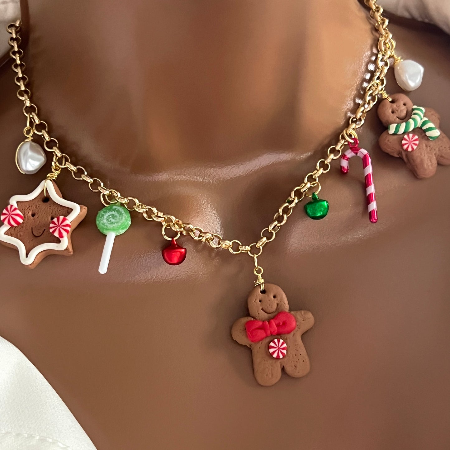 Build Your Own Custom Christmas Charm Necklace, Handmade Christmas gifts, multi charm necklace, paperclip necklace, simple gold necklace