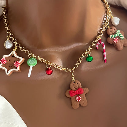 Build Your Own Custom Christmas Charm Necklace, Handmade Christmas gifts, multi charm necklace, paperclip necklace, simple gold necklace