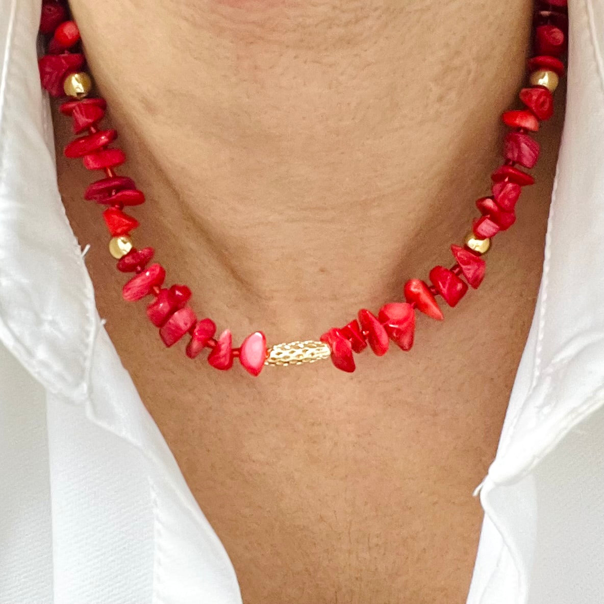 Chip Beads Necklace, Chip Choker Necklace