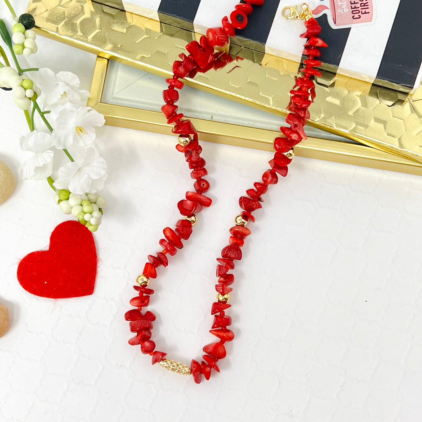 Chip Beads Necklace, Chip Choker Necklace