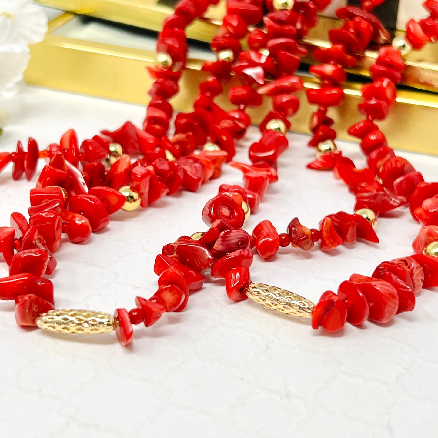 Chip Beads Necklace, Chip Choker Necklace