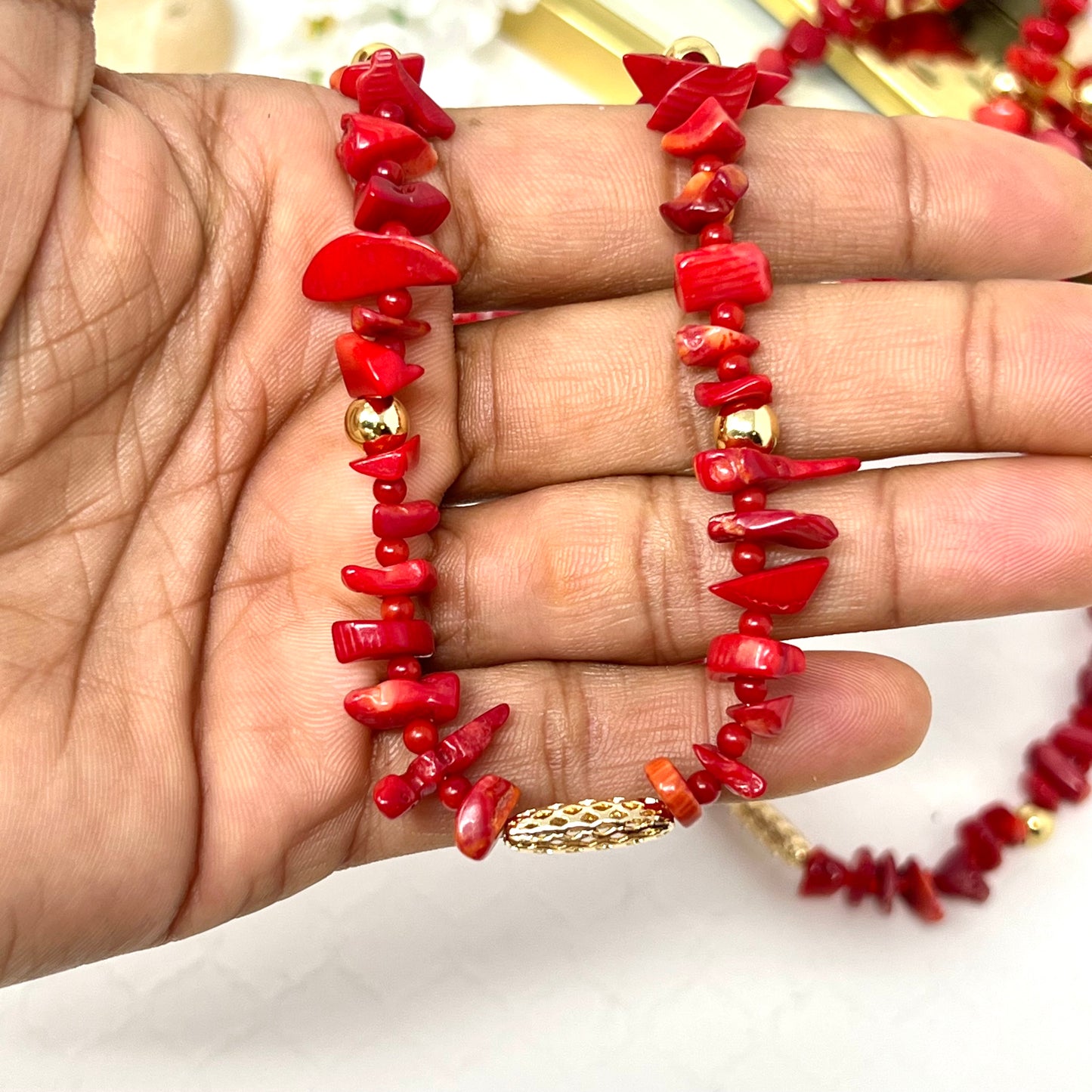 Chip Beads Necklace, Chip Choker Necklace
