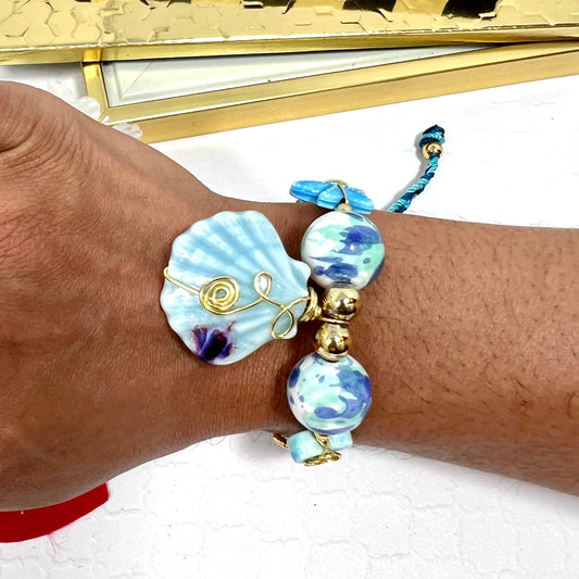 Ceramic Beads Bracelet, Macrame Woven Adjustable Bracelet For Women