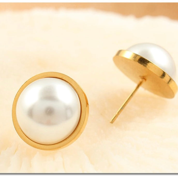 Stainless Steel Pearl Stud Earrings, Post Gold Earrings, Dainty Earrings For Women