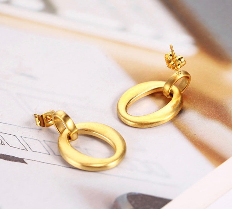 Stainless Steel Gold Dangle Earrings, Dainty Gold Tiny Earrings For Women