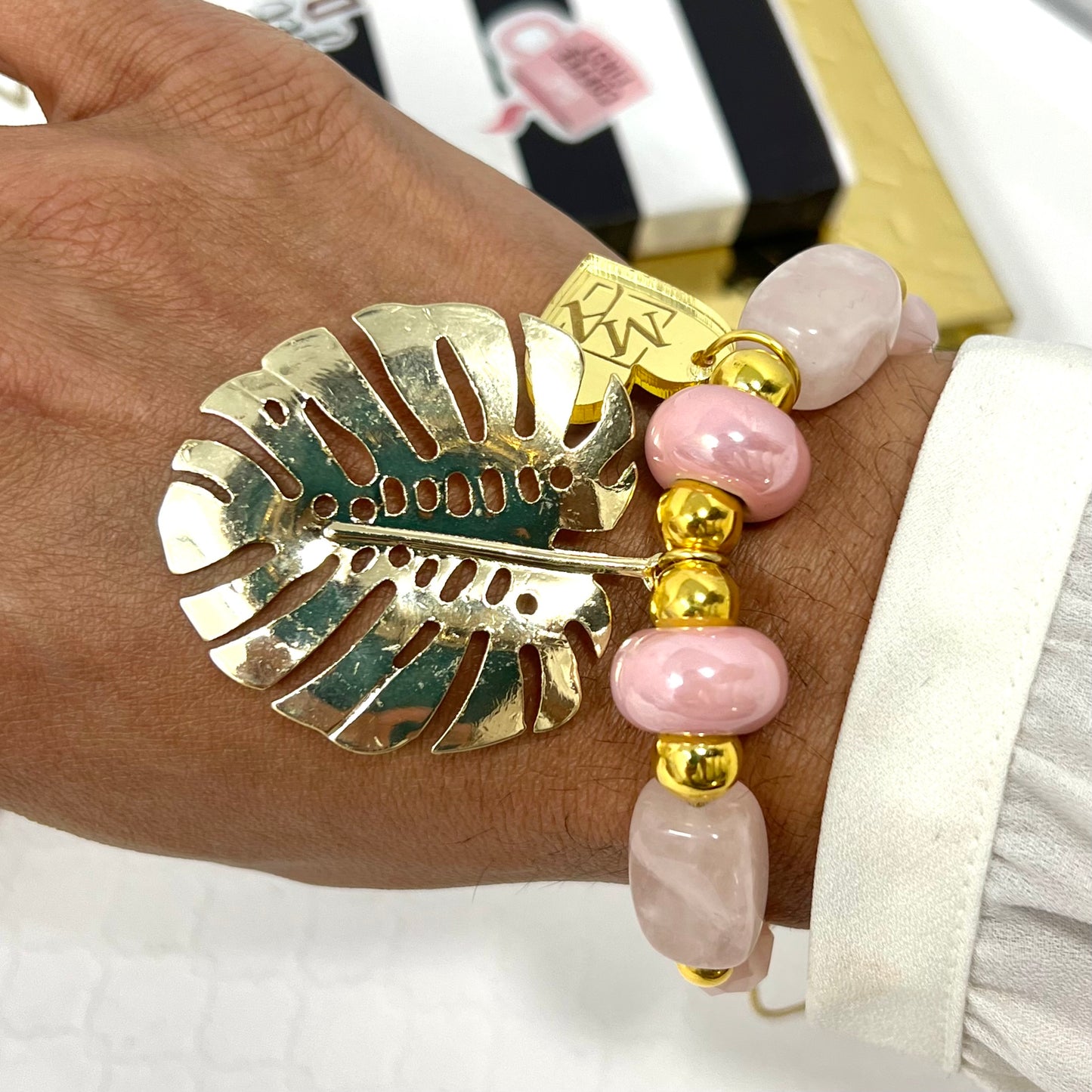 Adjustable Gold Plated Monstera Leaf Bracelet