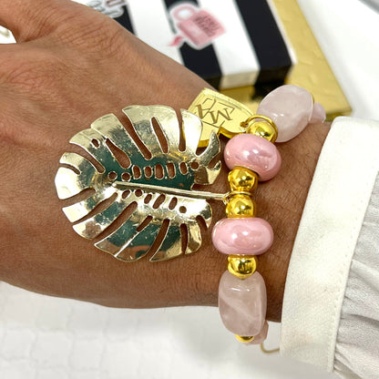 Adjustable Gold Plated Monstera Leaf Bracelet