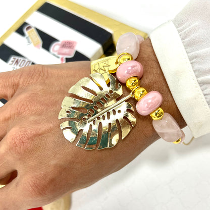 Adjustable Gold Plated Monstera Leaf Bracelet