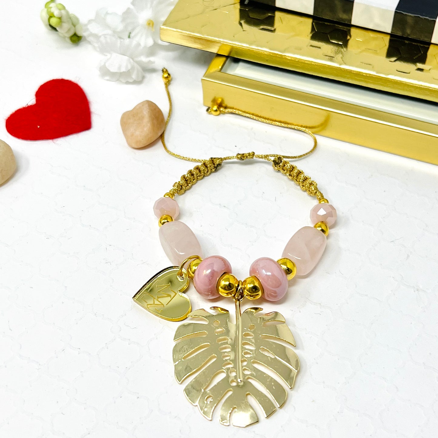 Adjustable Gold Plated Monstera Leaf Bracelet