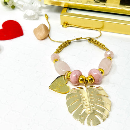 Adjustable Gold Plated Monstera Leaf Bracelet