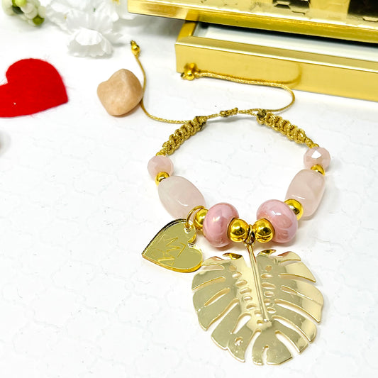 Adjustable Gold Plated Monstera Leaf Bracelet