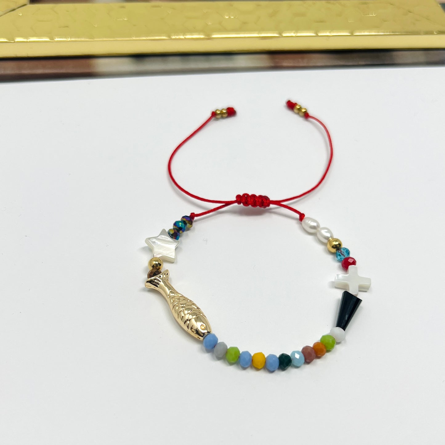 Life Of Jesus Bracelet, Christian Bracelet, Cross Bracelet Women, String Bracelet, Religious Catholic Charm Bracelet, Beaded Bracelet