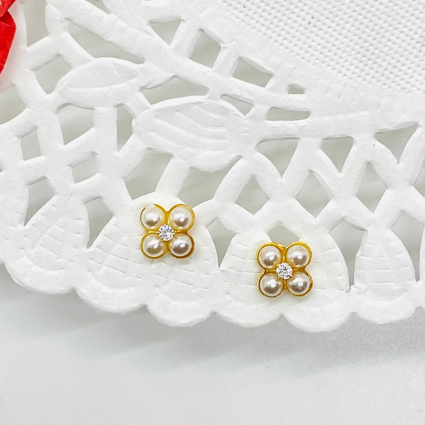 Tiny Flower Pearl Earrings Stainless Steel, Dainty Earrings For Women,