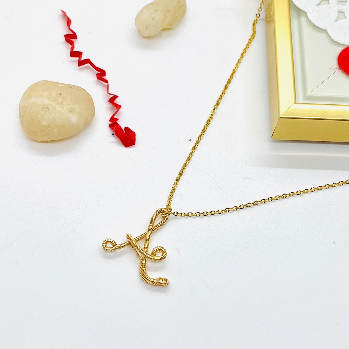 Custom Wire Letters 14k Gold Plated Necklace, Gold initial necklace, Dainty gold necklace, Personalized jewelry