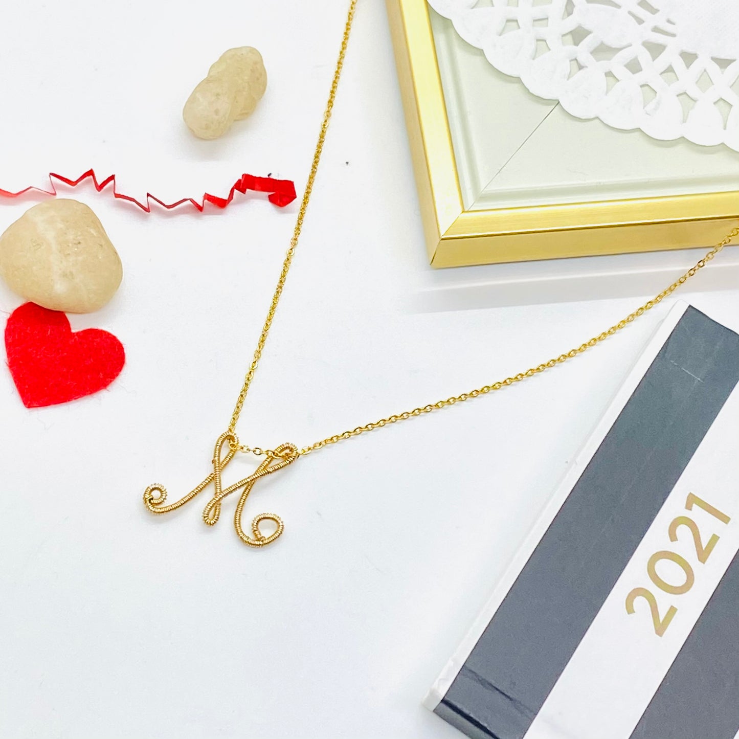 Custom Wire Letters 14k Gold Plated Necklace, Gold initial necklace, Dainty gold necklace, Personalized jewelry