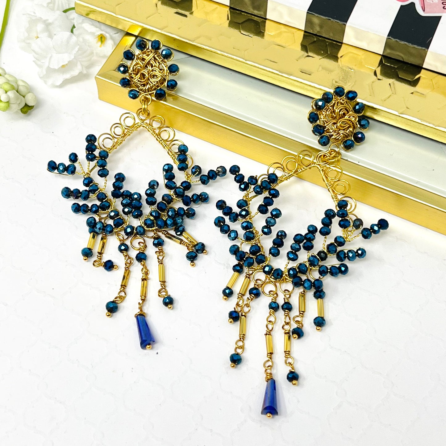 Handmade beaded earrings in gold plated for women