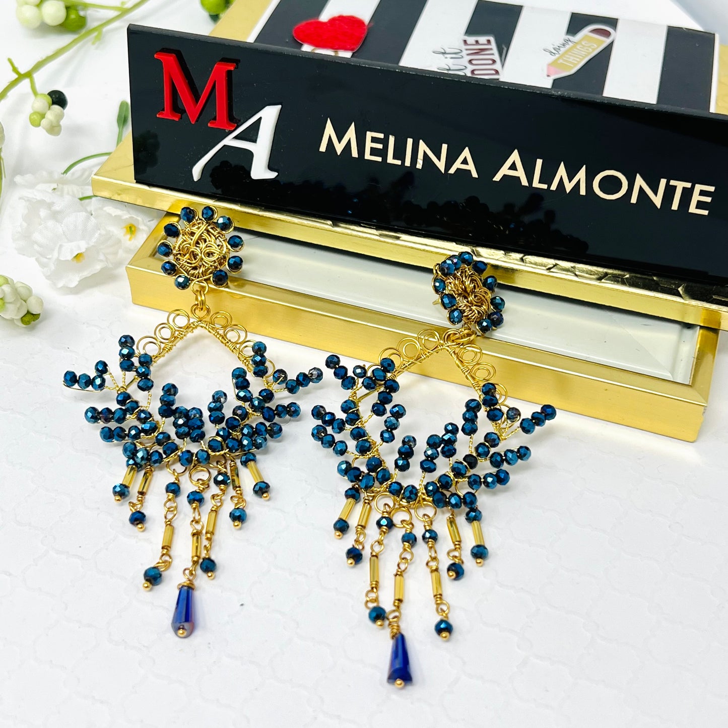 Handmade beaded earrings in gold plated for women