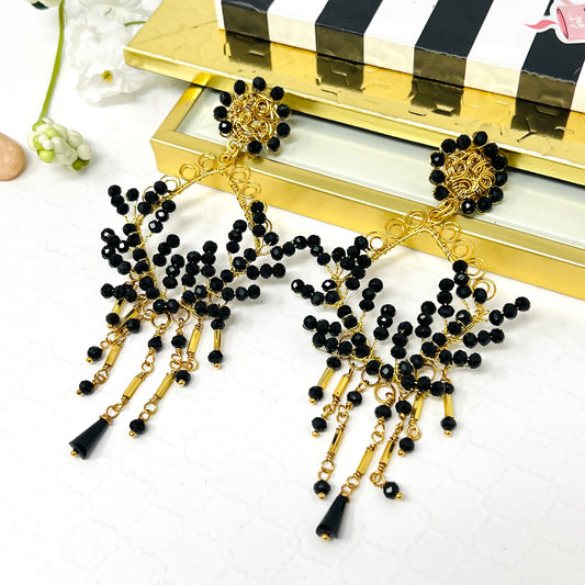 Handmade beaded earrings in gold plated for women