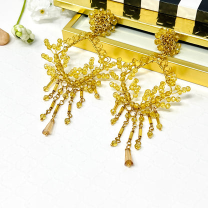 Handmade beaded earrings in gold plated for women