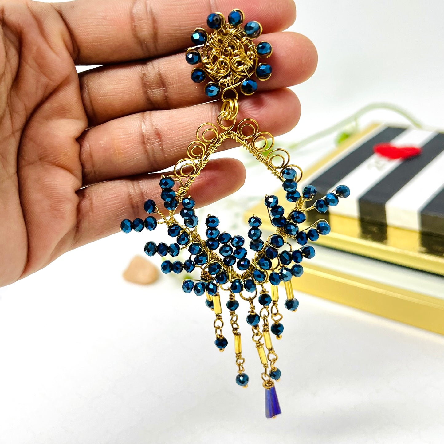 Handmade beaded earrings in gold plated for women