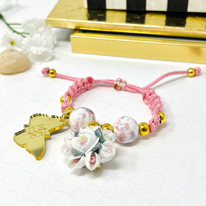 Macrame woven ceramic beads bracelet for women