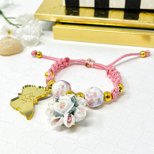 Macrame woven ceramic beads bracelet for women