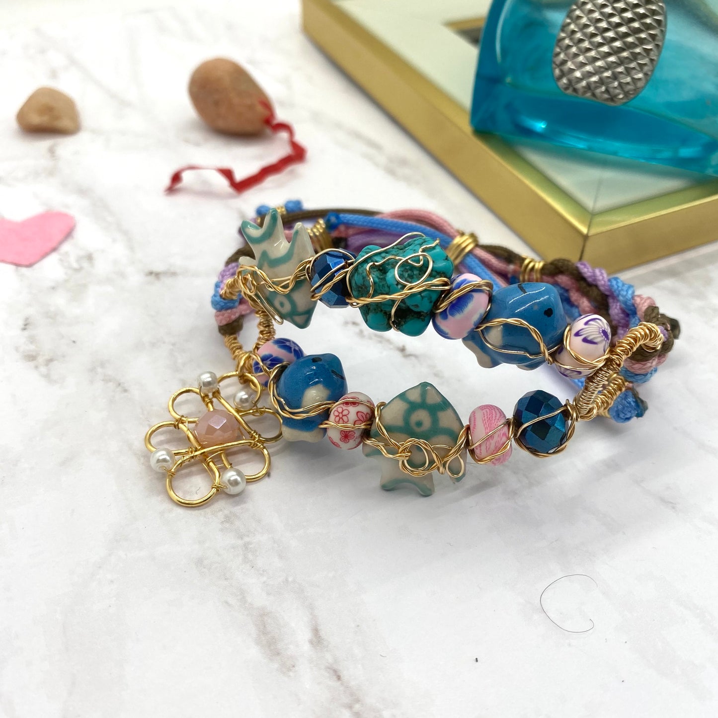 Fish And Turquoise Handmade  Bracelet