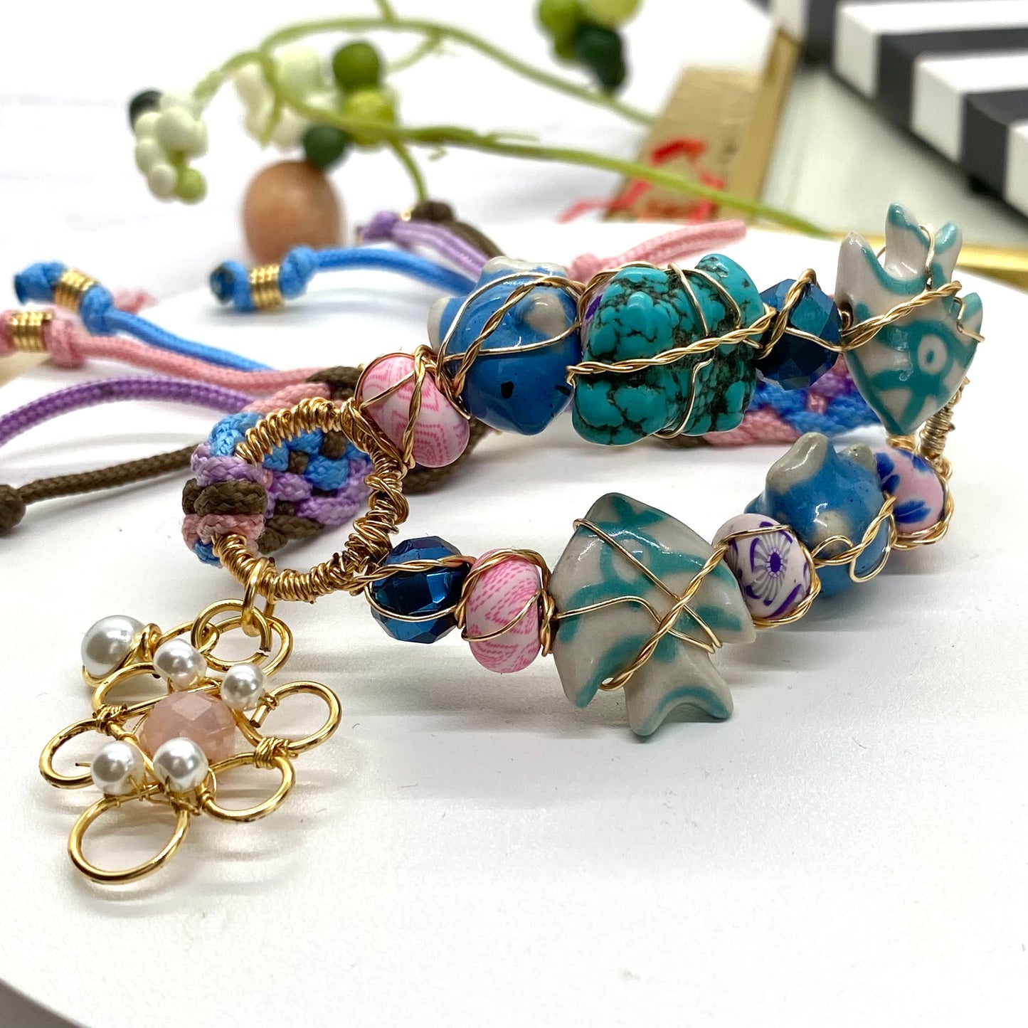 Fish And Turquoise Handmade  Bracelet