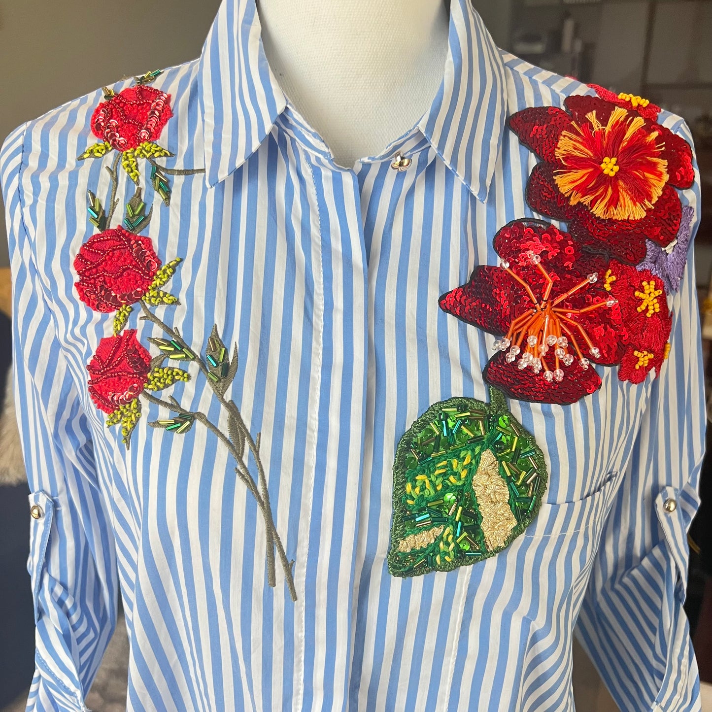 Embroidered Flower Blouses, Hand Embroidered  Floral Shirt, Clothing For Women,  Mexican Design Tshirt, Funny Summer Tshirt