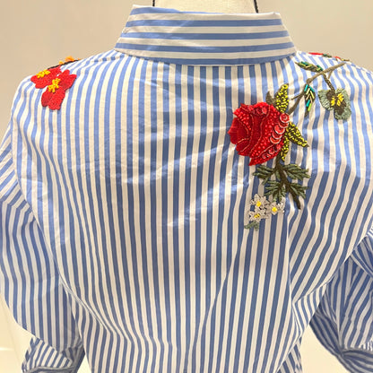 Embroidered Flower Blouses, Hand Embroidered  Floral Shirt, Clothing For Women,  Mexican Design Tshirt, Funny Summer Tshirt